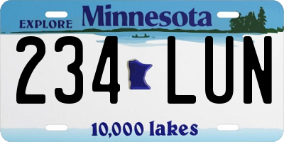 MN license plate 234LUN
