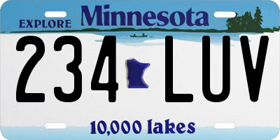 MN license plate 234LUV