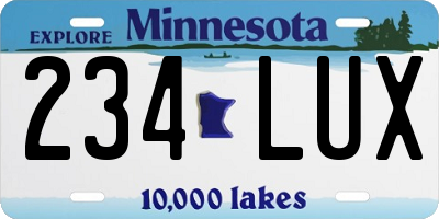 MN license plate 234LUX