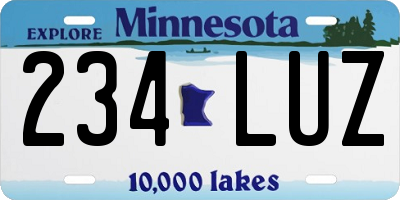 MN license plate 234LUZ