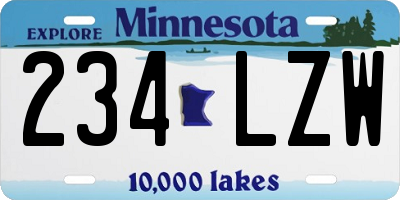 MN license plate 234LZW