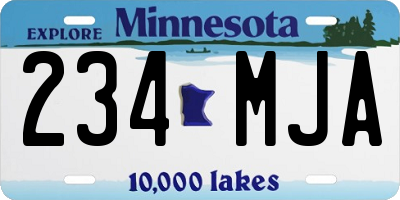 MN license plate 234MJA