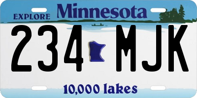 MN license plate 234MJK