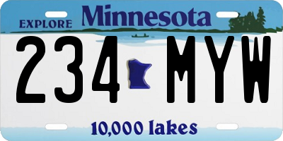MN license plate 234MYW
