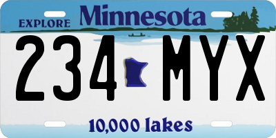 MN license plate 234MYX
