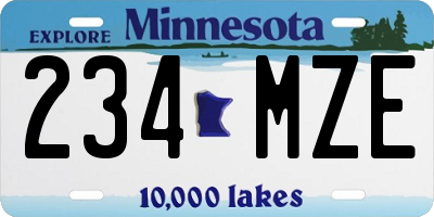 MN license plate 234MZE