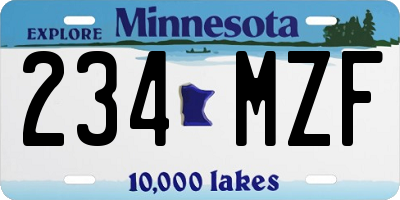 MN license plate 234MZF