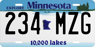 MN license plate 234MZG