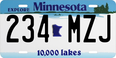 MN license plate 234MZJ