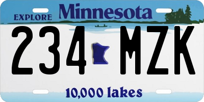MN license plate 234MZK