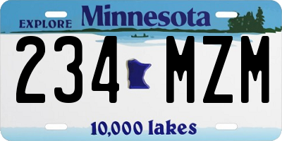 MN license plate 234MZM