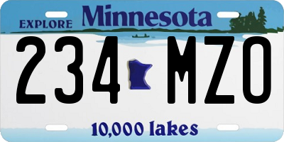 MN license plate 234MZO