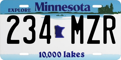 MN license plate 234MZR