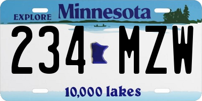MN license plate 234MZW