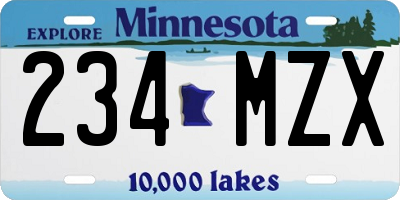 MN license plate 234MZX