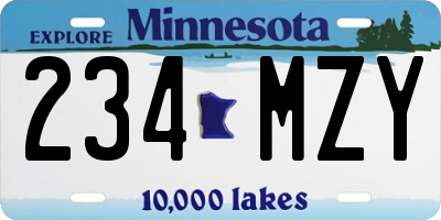 MN license plate 234MZY