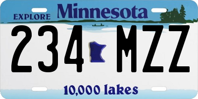 MN license plate 234MZZ
