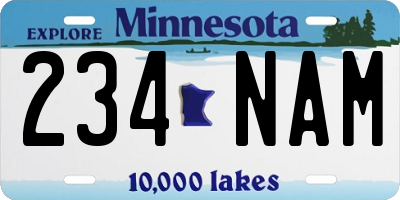 MN license plate 234NAM