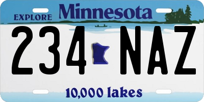 MN license plate 234NAZ