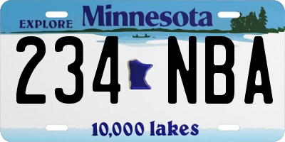 MN license plate 234NBA