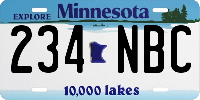 MN license plate 234NBC