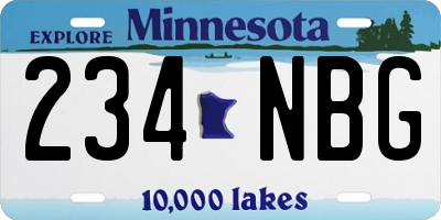 MN license plate 234NBG