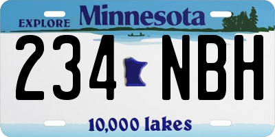 MN license plate 234NBH