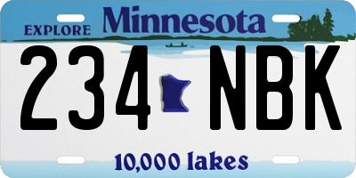 MN license plate 234NBK
