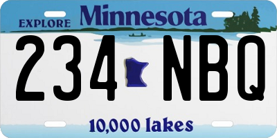 MN license plate 234NBQ