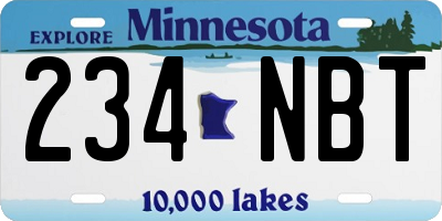 MN license plate 234NBT