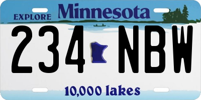 MN license plate 234NBW