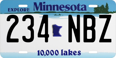 MN license plate 234NBZ