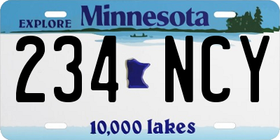 MN license plate 234NCY