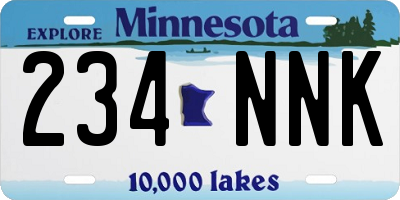 MN license plate 234NNK