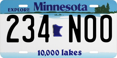 MN license plate 234NOO