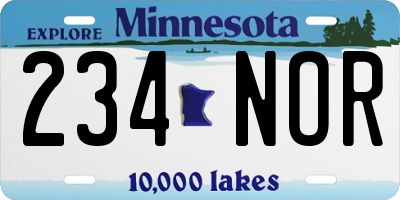 MN license plate 234NOR