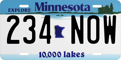 MN license plate 234NOW