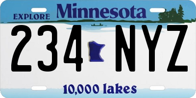 MN license plate 234NYZ