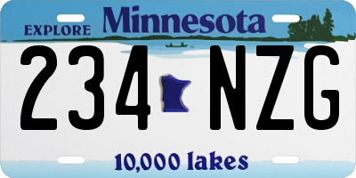 MN license plate 234NZG