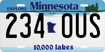 MN license plate 234OUS
