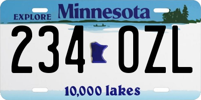 MN license plate 234OZL