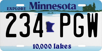 MN license plate 234PGW