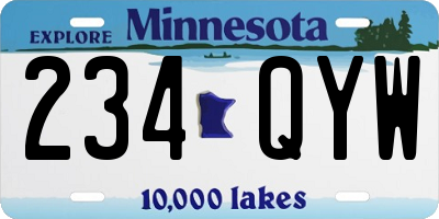 MN license plate 234QYW