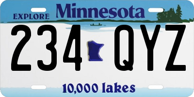 MN license plate 234QYZ