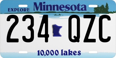 MN license plate 234QZC
