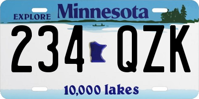 MN license plate 234QZK