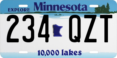 MN license plate 234QZT