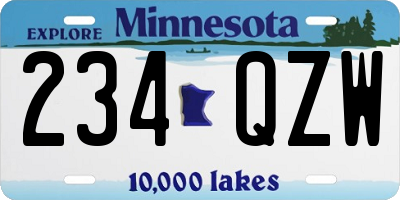 MN license plate 234QZW