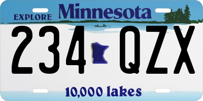 MN license plate 234QZX