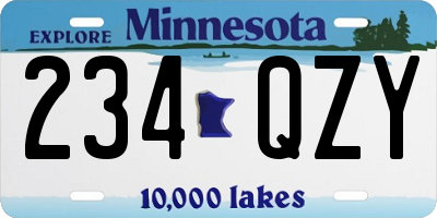 MN license plate 234QZY
